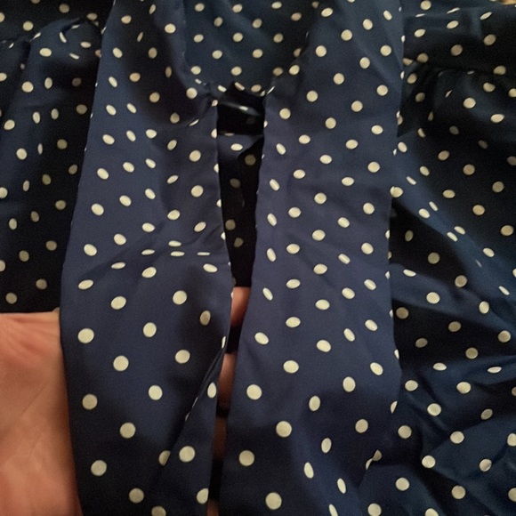Vintage Sears Navy and white polka dot button down with neck tie - Picture 3 of 7